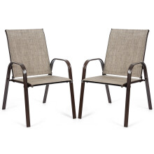 Set of 2 Patio Chairs Portable Garden Camping Dining Chairs-Grey