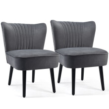 Velvet Accent Chair Set of 2 Modern Leisure Chair Armless Chair