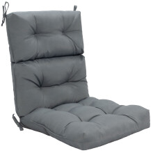 High Back Chair Cushion Patio Chair Seat Pads w/Non-slip Rope Belts-Grey