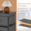 Casart Storage Organizer Nightstand Bedside Table with Removable Lid-Grey 5
