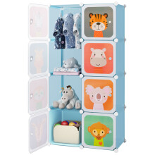 Portable Kids Wardrobe 8-Cube Baby Closet Dresser-Blue