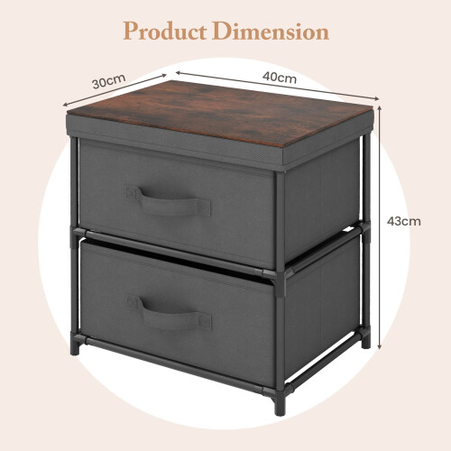 Casart Storage Organizer Nightstand Bedside Table with Removable Lid-Grey 1