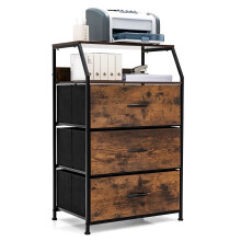 Industrial 3-Drawer Storage Cabinet Dresser Freestanding Organizer W/ Shelf