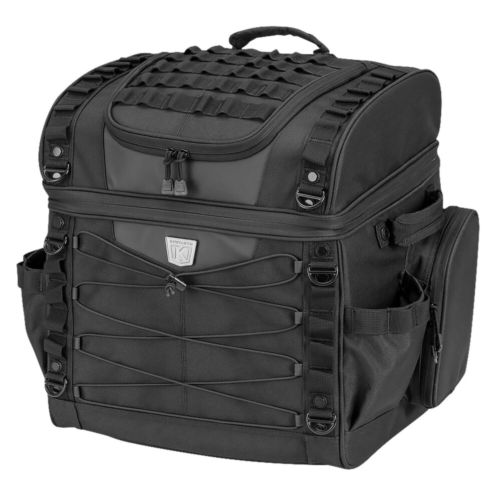 Kuryakyn 5285 Momentum Vagabond Motorcycle Travel Luggage: Weather Resistant Seat/Trunk/Rack Bag With Sissy Bar Straps Black 191209031800