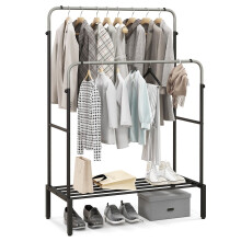 Metal Clothes Stand Rack Height Adjustable Clothing Rack with 2 Rods