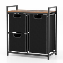 Freestanding Laundry Hamper Laundry Basket Organizer w/3 Pull-Out Removable Bags