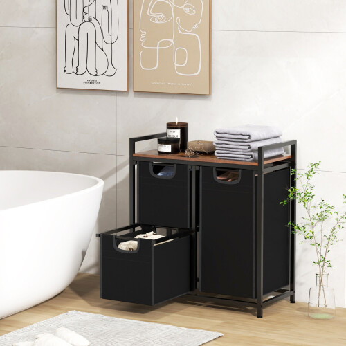 Casart Freestanding Laundry Hamper Laundry Basket Organizer w/3 Pull-Out Removable Bags 2