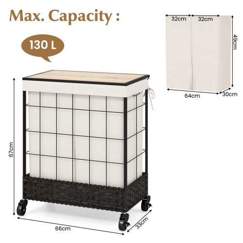 Casart Laundry Hamper 130L Large Capacity Handwoven Rattan Laundry Basket 1