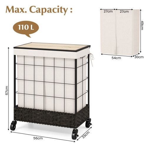 Casart Laundry Hamper 110L Large Capacity Handwoven Rattan Laundry Basket 1