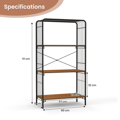 Casart 4-Tier Bookshelf Open-Back Storage Shelf Display Rack Shelving Unit 1