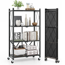 4-Tier Foldable Storage Shelf Collapsible Storage Rack-Black
