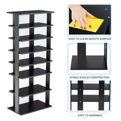 Casart 7-tier Double Shoe Storage Tower Organiser Unit Home Display Shelf Rack Stand 1