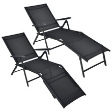 2Pcs Patio Foldable Chaise Lounge Chair Outdoor Portable Reclining Chair