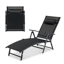 Folding Chaise Lounge Chair Outdoor Portable Adjustable Reclining Chair