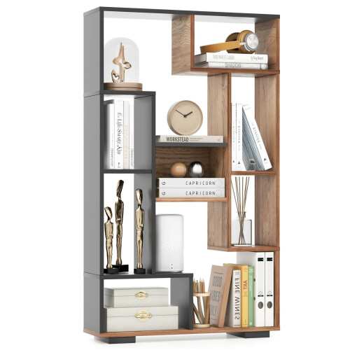 Casart 120cm Tall Bookshelf Modern Geometric Bookcase Book Storage Organizer