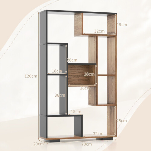 Casart 120cm Tall Bookshelf Modern Geometric Bookcase Book Storage Organizer 1