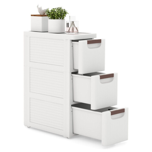 Casart Narrow Storage Cabinet For Small Space 3-Drawer Rolling Organizer Unit