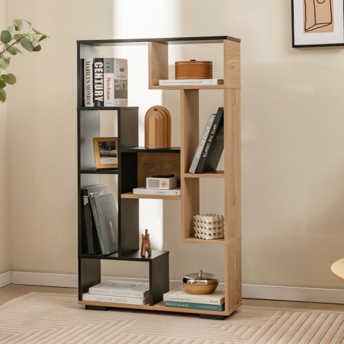 Casart 120cm Tall Bookshelf Modern Geometric Bookcase Book Storage Organizer 2