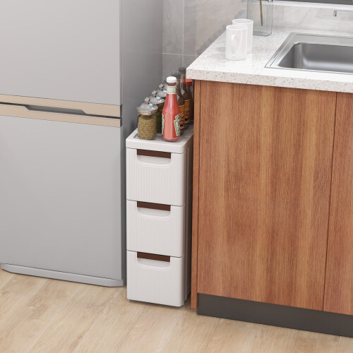 Casart Narrow Storage Cabinet For Small Space 3-Drawer Rolling Organizer Unit 2