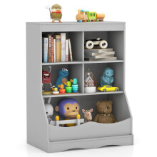 Kids Storage Shelf Children Toy Storage Organizer w/ 5 Bins-Grey