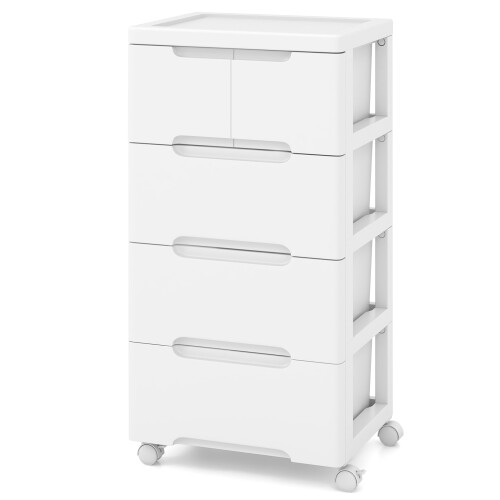 Casart Rolling Storage Cabinet Vertical Storage Unit with 5 Drawers