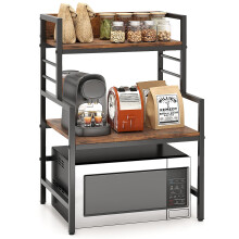 3-Tier Microwave Stand Kitchen Countertop Organizer-Coffee
