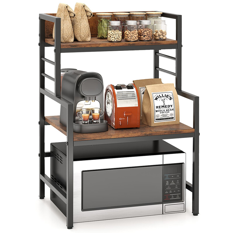 3-Tier Microwave Stand Kitchen Countertop Organizer-Coffee