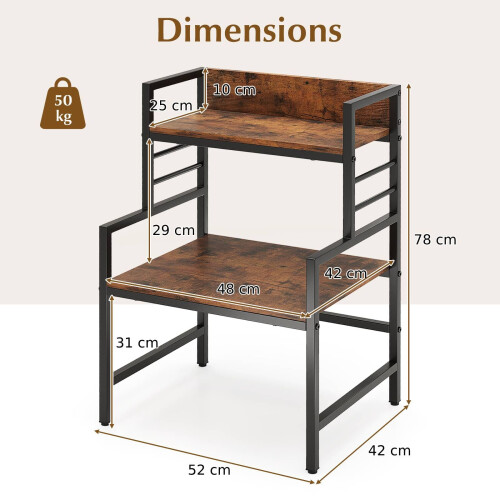 Casart 3-Tier Microwave Stand Kitchen Countertop Organizer-Coffee 2