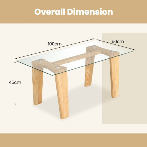 Casart Rectangle Coffee Table Modern Tempered Glass Top Accent Table Sofa Center Table 1