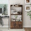 Casart Bookcase with Drawer Freestanding Bookshelf w/ 3-Tier Open Shelf Rustic Brown 2
