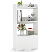 Bookcase with Drawer Freestanding Bookshelf w/ 3-Tier Open Shelf White