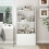 Casart Bookcase with Drawer Freestanding Bookshelf w/ 3-Tier Open Shelf White 8
