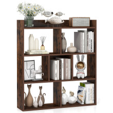 7 Cubes Open-back Bookshelf Home Storage Display Shelf Walnut