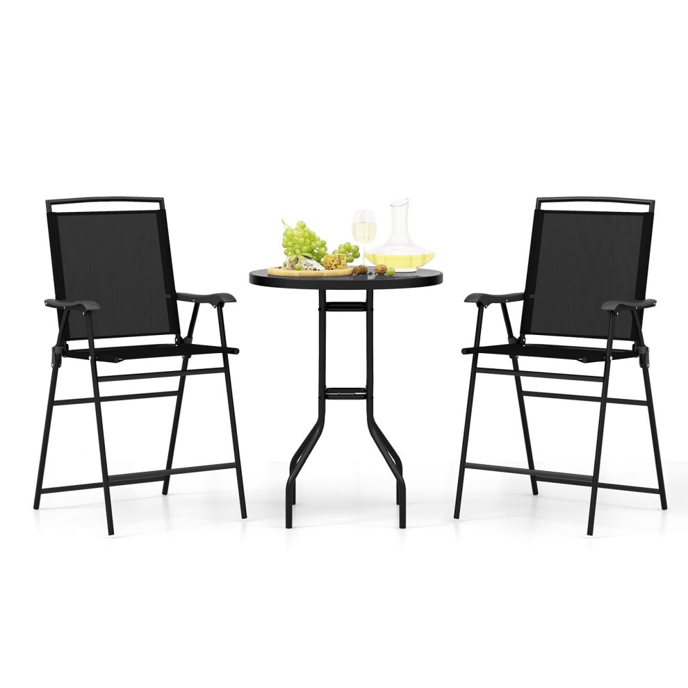 3 PCS Outdoor Bar Stool Set Patio Bistro Furniture With Umbrella Hole