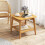 Casart Side Table Bamboo Sofa Side Table w/Faux Rattan Storage Shelf-Natural 8