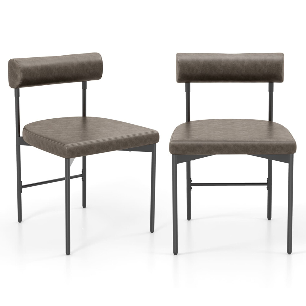 Casart Dining Chair Set Of 2 Faux Leather Upholstered Kitchen Side Chair- Grey