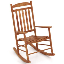 Outdoor Patio Wood Rocking Chair High-Back Poplar Wood Rocker