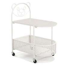 Mobile Glass Coffee Table 2-Tier Modern Cocktail Table-White