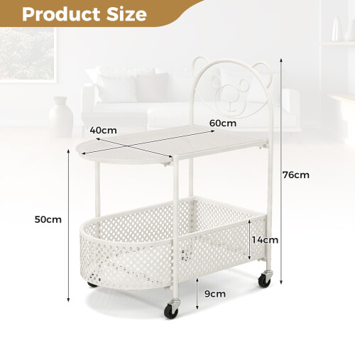 Casart Mobile Glass Coffee Table 2-Tier Modern Cocktail Table-White 1