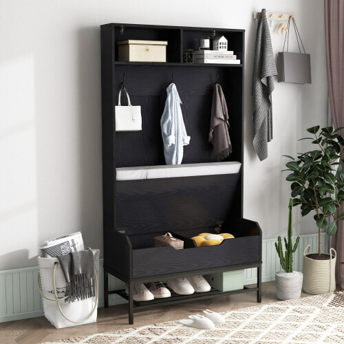 Casart 170cm Tall Hall Tree 4-in-1 Coat Rack Freestanding Entryway Bench 2