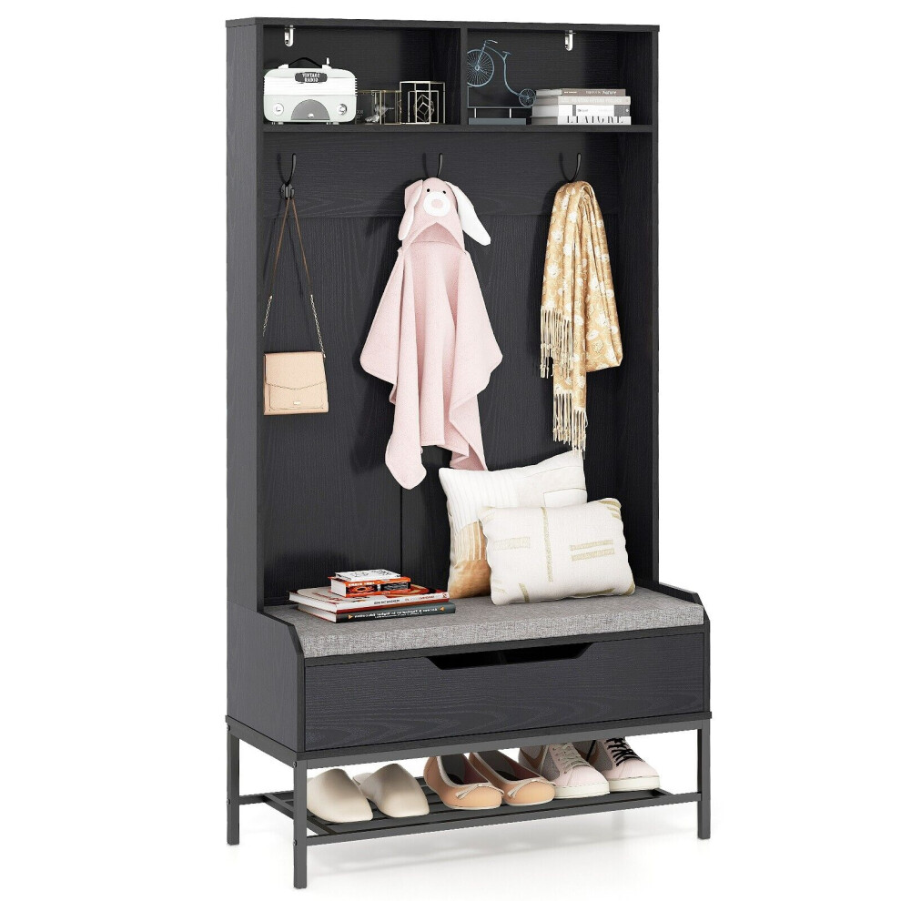 170cm Tall Hall Tree 4-in-1 Coat Rack Freestanding Entryway Bench