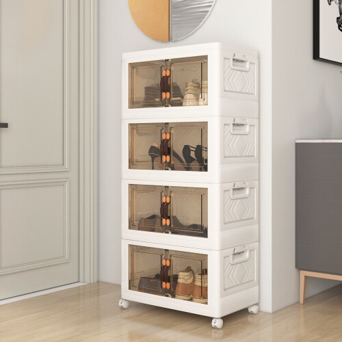 Casart 4 Pack Stackable Storage Cabinet Folding Home Organizer Lockable Wheels 44 Gal 2