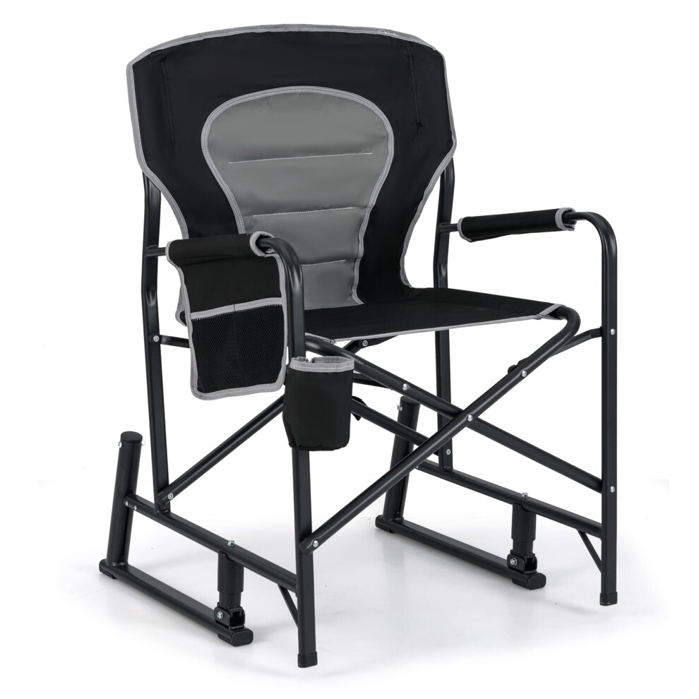 Outdoor Rocker Camping Chair Portable Foldable Rocking Chair-Black