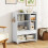 Casart Mobile Storage Cabinet Floor Storage Organizer w/Drawer-White 3
