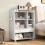 Casart Mobile Storage Cabinet Floor Storage Organizer w/Drawer-White 5