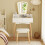 Casart Vanity Dressing Table and Chair Set Set w/Mirror and Lights-White 9