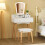 Casart Vanity Dressing Table and Chair Set Set w/Mirror and Lights-White 5