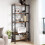 Casart 5-Tier Bookshelf Bookcase Display Rack with Metal Frame-Coffee 4