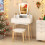 Casart Vanity Dressing Table and Chair Set Set w/Mirror and Lights-White 8