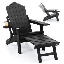 Patio Adirondack Chair All-Weather Lounge Chair w/Retractable Footrest